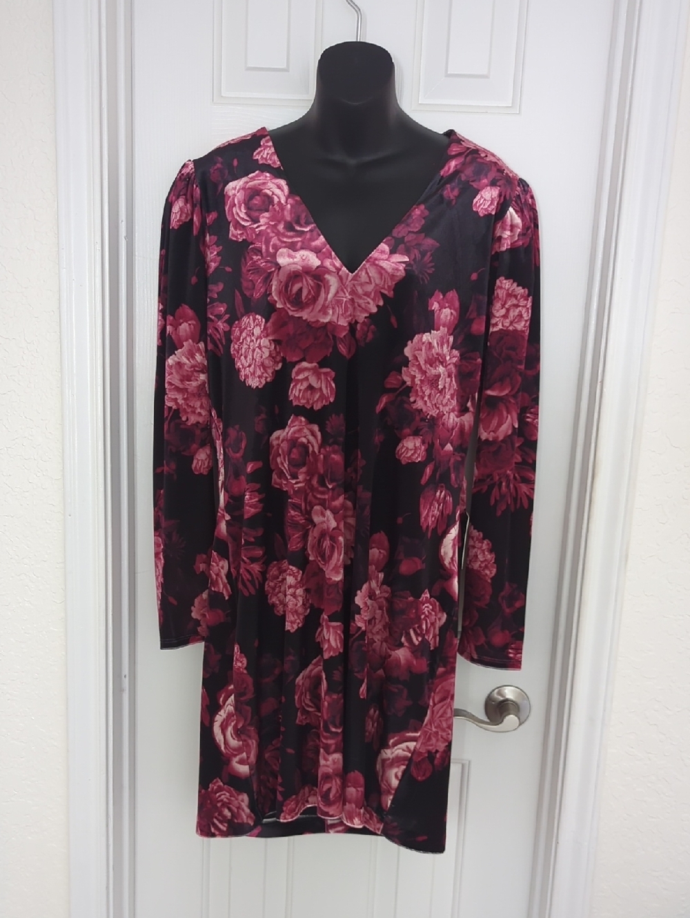 Express Black Dress with Pink Floral Print